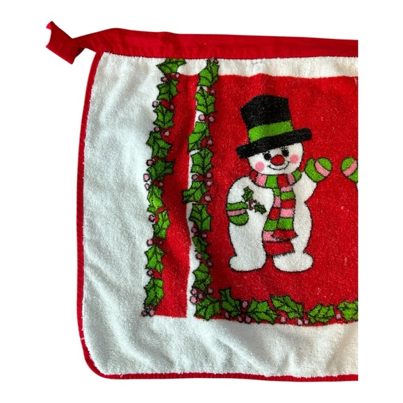 VTG Christmas Half Aprons Lot of 3 Terry Cloth Red Green Tie Back Santa Snowman - Picture 7 of 16